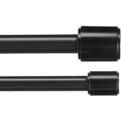 Image of Amazon Basics 2,54 cm Double Curtain Rod with Cap Finials, 183 to 366 cm, Black