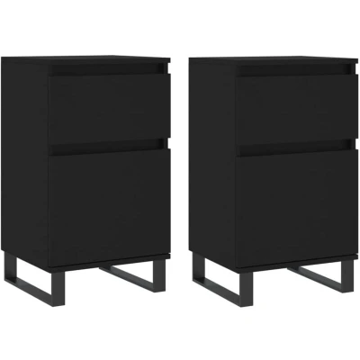 Image of vidaXL Sideboards 2 pcs Black 40x35x70 cm Engineered Wood