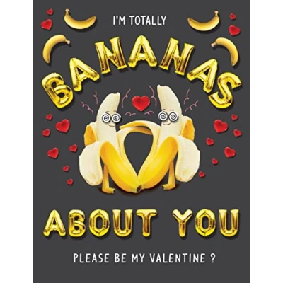 Image of Piccadilly Greetings Valentine&#039;s Day Card Bananas about you Be my Valentine 8 x 6 inches
