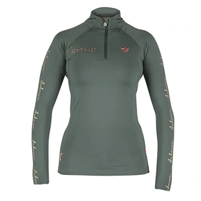 Image of Aubrion Shires Team Young Rider Long Sleeve Base Layer Khaki 11 12 Years