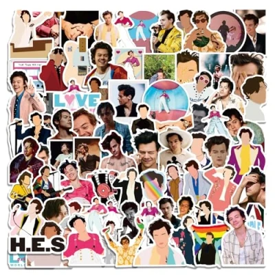 Image of 100PCS Singer Harry Styles Stickers for Laptop and Water Bottles,Waterproof Durable Trendy Vinyl Decal Pack Teens, Bottles …