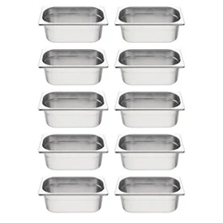 Image of Vogue Stainless Steel Gastronorm Container Kit 1/4 (10 pack)