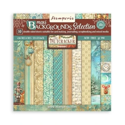 Image of Stamperia Scrapbook Paper Pad for Scrapbooks, Albums, Cards, Bullet Journals and More, Acid Free, Double Sided, Perfect Crafts Gifting (The Nutcracker Maxi Background) (30.5 x 30.5 cm)