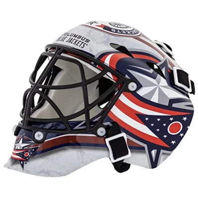 Image of NHL Franklin Sports Columbus Blue Jackets Team Logo Mini Hockey Goalie Mask with Case Collectible Official Logos and Colors