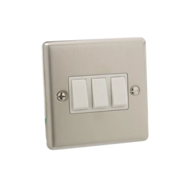 Image of Stainless Steel 10 A Triple 3 Gang Light Switch 2 Way [ST743 01]