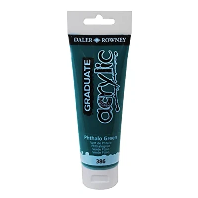Image of Daler Rowney Graduate Acrylic Paint, Plastic Tube, 4oz 120 ml, Phthalo Green