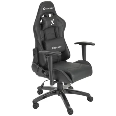 Image of X Rocker Agility Compact Gaming Chair for Juniors, Height Adjustable PC Racing Teens &amp; Kids Head Lumbar Support, Reclining Ergonomic Home Office Desk Chair, Faux Leather BLACK