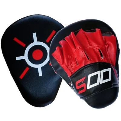 Image of Sports Fitness Boxing Curved Focus Punching Pads MMA Coaching Mitts Hook &amp; jabs Training Mitten Muay Thai Kickboxing Martial Arts Hand Target Strike Pad (Red/Black)