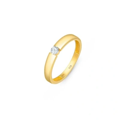 Image of Amberta Solid 925 Sterling Silver Cubic Zirconia Wedding Ring Solitaire for Women Engagement Rings Women: Promise Size K