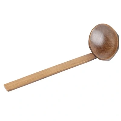 Image of Jiamins Wooden Soup Spoon Ramen Ladle Strainer Hot Pot Spoons Slotted Scoop Colander (Soup Spoon)