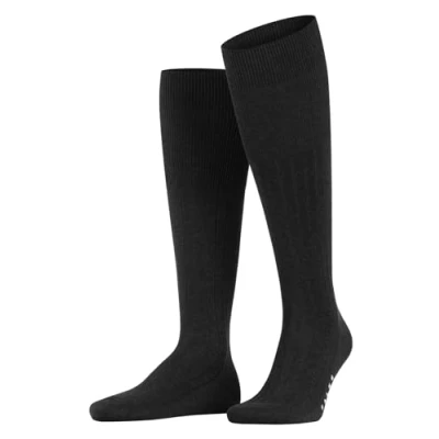 Image of 1 Pair Light Grey Melange Milano 97% Cotton Knee High Socks Men&#039;s 10 11 Mens Falke