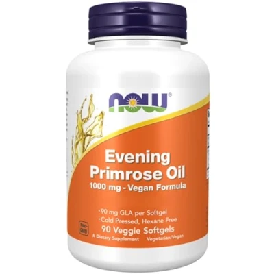 Image of Now Foods, Evening Primrose Oil, 1000mg, 90 Vegan Softgels, Vegetarian, SOYA Free, Gluten GMO Free