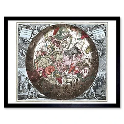 Image of Map Keller 1708 Hemisphere Star Constellations World Art Print Framed Poster Wall Decor 12x16 inch