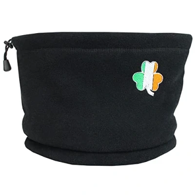 Image of TeddyTs Adult Unisex Ireland Flag Lucky Irish Clover Black Toggle Thermal Fleece Snood