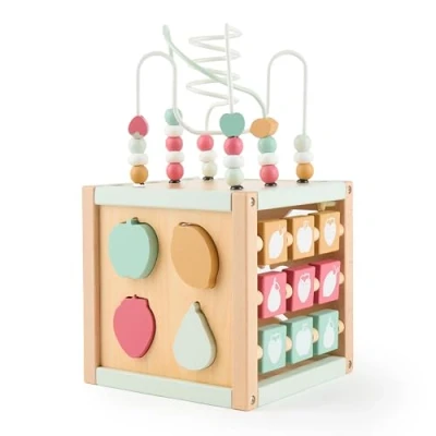Image of Bieco Berry Motor Cube Sustainable Wood FSC® Children&#039;s Play from 1 Year of Activity, Baby Activity Center Montessori, Wooden Toy for Children to