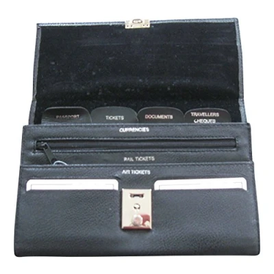 Image of Soft Grain PU Lockable Family Travel Wallet Organiser Black
