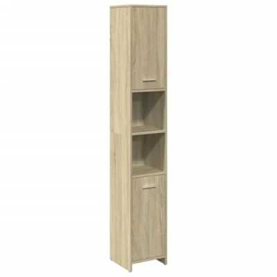 Image of vidaXL Bathroom Cabinet/Storage Vanity Unit Sonoma Oak, Engineered Wood, 30 x 183.5 cm, Modern Design with Practical Doors