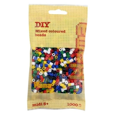 Image of Hama Beads Bag Approx. 1000 Midi Fuse Mosaic Decoration Arts &amp; Craft for Creative Children Ages 5+ Mix 66