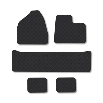Image of Rubber Car Mats Compatible with Kia Sedona (2006 2012) Tailored Fit Floor Set Accessory Black Custom 4 Pieces Clips Anti Slip Backing, Heavy Duty &amp; Waterproof