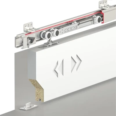 Image of Decoranddecor TS Slide Top Hung Sliding Door Rail Kit One Way Soft Close (240cm, 1 Door)