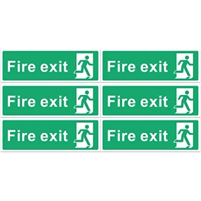 Image of RubiGo 1/2/4/6 Pack of Fire Exit Sign (No Arrow) Signs Self Adhesive 30 X 10cm Escape Sticker Emergency Signage (6)