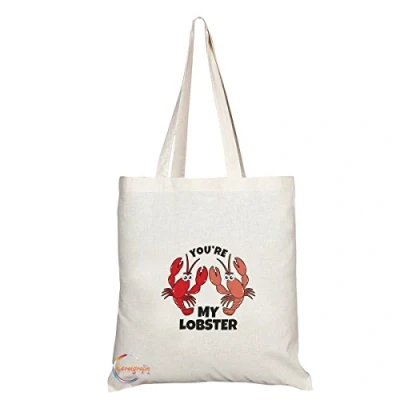 Image of Coralgraph Inc TB161 YOU&#039;RE MY LOBSTER Novelty Present Gift Printed Eco Friendly Stylish Long Handled Tote Shoulder Bag
