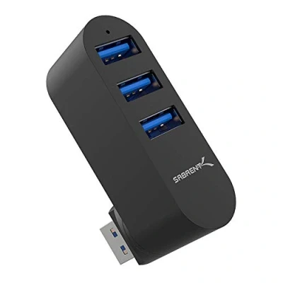 Image of SABRENT USB Splitter Rotatable 90/180 3.2x1 Hub, 3 Port Aluminum Extension, Fast Data Transfer, for PS5, PC, Laptop, Keyboard, MacBook (HB R3MB)