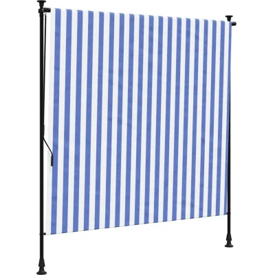 Image of vidaXL Outdoor Roller Blind Blue and White 200x270 cm Fabric&amp;Steel