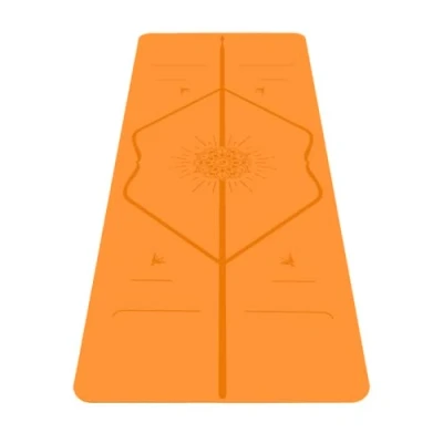 Image of Liforme Travel Yoga mat Free Bag, Patented Alignment System, Warrior like Grip, Non slip, Eco friendly and Biodegradable, Ultra lightweight, Sweat resistant, Long, Wide Thick (Orange)