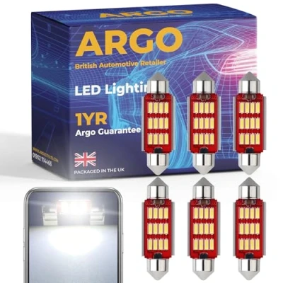 Image of 6 Pcs 41mm 239 Festoon C5w led Car Bulb License Number Plate 12 Smd Xenon Bright White Interior lights 272 T4W Dome Reading Map Lamps Boot Light Footwell Bulbs 12v