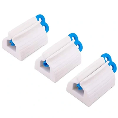 Image of LUTER 3 Pcs Rolling Tube Toothpaste Squeezer Dispenser Bathroom Creams Ointment and Pastes Holder Multi Purpose (Blue)