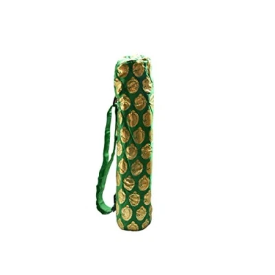 Image of Yoga United Shaki Mat Bag, Full Zip Exercise Carry Bag with Fully Paded Cotton, Smooth Zippers, Adjustable Strap, Large Functional Storage Pockets, Fits Most Size Mats Green