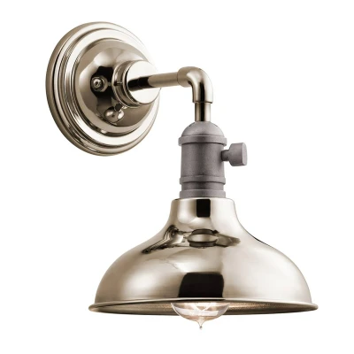 Image of Cobson 1 Light Indoor Dome Wall Polished Nickel, E27