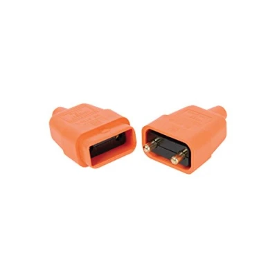 Image of Mercury 2 pin Rubber Connector 10A Orange In Line Garden Cable Plug and Socket