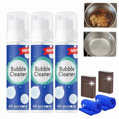 Image of All Purpose Rinse Free Cleaning Spray, Bubble Cleaner Purpose, The Cleaner, Kitchen Clean Foam Stubborn Grease &amp; Grime Remover Spray (100ml*3)