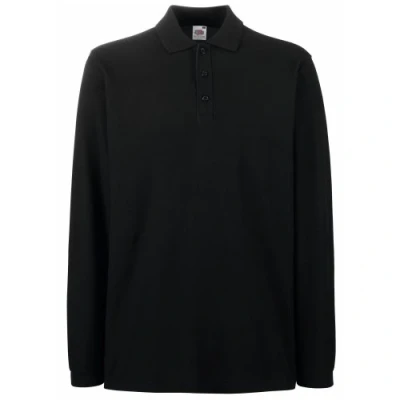Image of Fruit of The Loom Mens Premium Long Sleeve Polo Shirt (S) (Black)