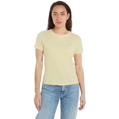 Image of Tommy Jeans Women&#039;s Tjw Soft Jersey Tee Dw0dw14616 S/S Knit Tops, Lemon Zest, XXL