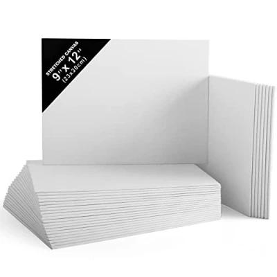 Image of Belle Vous 28 Pack Canvases Primed Canvas for Painting Blank Panels Artist Board White Cotton Suitable Acrylic, Oil Painting, Sketching (9 x 12 inches)