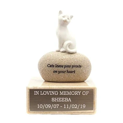 Image of Personalised In Loving Memory Cat Memorial Sentiment Stone Ornament Tribute Gift Enter Your Own Custom Text (Engraving Required)