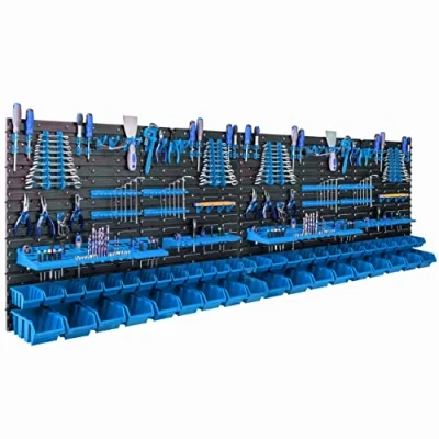 Image of botle 46 Stacking Boxes Wall Shelf Plastic 234 x 78 cm Tool Holder Workshop Garage Storage System
