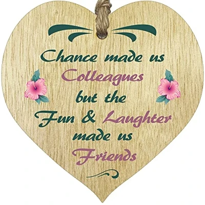 Image of Leaving Gifts for Colleagues Women Men, Friendship Light Wooden Heart Hanging Sign Wood Plaque Presents Colleagues, Sorry Your Decorations Fun Laughter