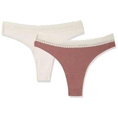 Image of Sloggi Women&#039;s GO Ribbed Brazil C2P Briefs, BROWN LIGHT COMBINATION, S