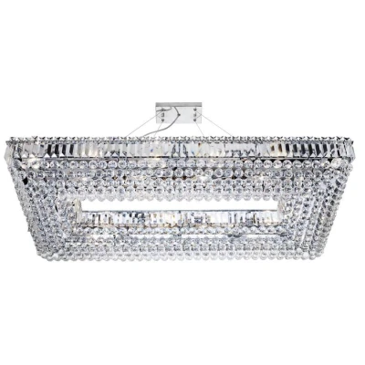 Image of Vesuvius 24 Light Ceiling Pendant Chrome with Crystals Rectangle Frame, E14