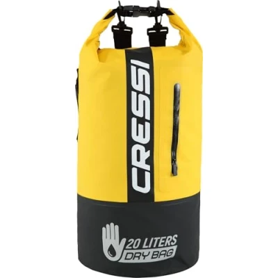 Image of Cressi Unisex Dry Waterproof Bag Backpack for Sports activities, Black/Yellow/Bicolor, 20 LT UK