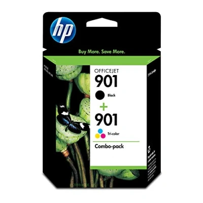 Image of HP 901 2 Ink Cartridges Black, Tri color Works OfficeJet 4500, J4500 series, J4680 CC653AN, CC656AN