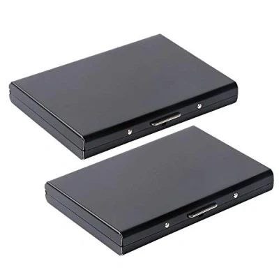 Image of Vicloon Metal Card Holder Wallet,Ultra Thin Stainless Steel Wallets RFID Blocking Credit Wallet for Men &amp; Women,Best Protector (Black 2 Pack)
