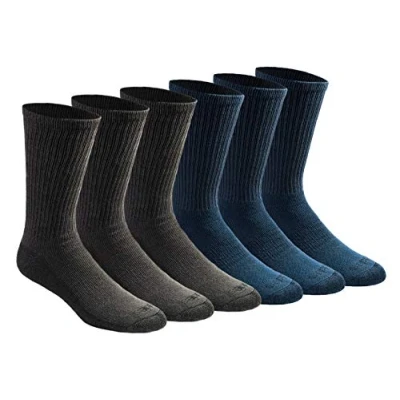 Image of Dickies Men&#039;s Dri tech Moisture Control Crew Socks Multipack, Mixed Denim (6 Pairs), Shoe Size: 5 9