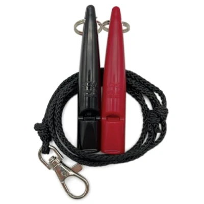 Image of ACME Dog Whistle No. 211.5 with Band Double Pack 2 Whistles Including Bands Ideal for Recall Loud and Far reaching (Black + Carmin Red)