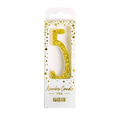 Image of PME Gold Glitter Number Candle 5