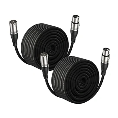 Image of EBXYA XLR Cable Microphone 30M/100FT 2 Packs 3 Pins Balanced Male to Female Stage Patch for Audio Mixer